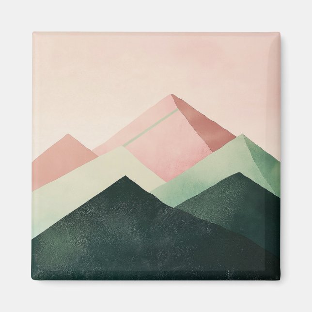 Pastel Ridge – Geometric Mountain Landscape #1 Magnet (Front)