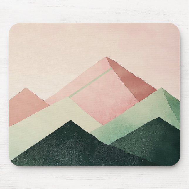 Pastel Ridge – Geometric Mountain Landscape #1 Mouse Mat (Front)