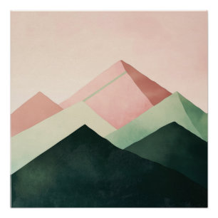 Pastel Ridge – Geometric Mountain Landscape #1 Poster