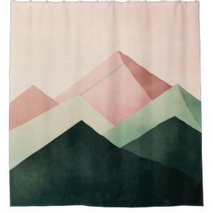 Pastel Ridge – Geometric Mountain Landscape #1 Shower Curtain