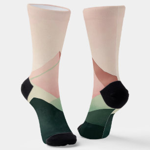 Pastel Ridge – Geometric Mountain Landscape #1 Socks