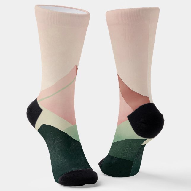 Pastel Ridge – Geometric Mountain Landscape #1 Socks (Angled)