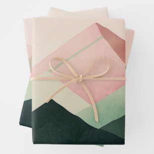 Pastel Ridge – Geometric Mountain Landscape #1 Wrapping Paper Sheet
