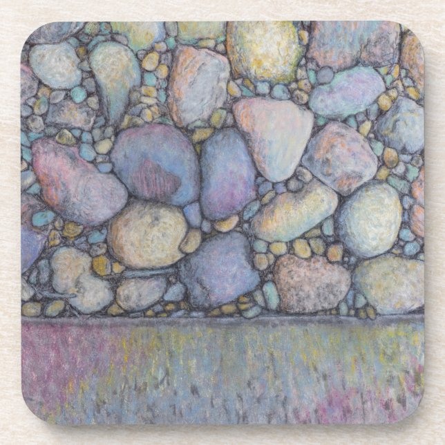 Pastel River Rock and Pebbles Coaster (Front)