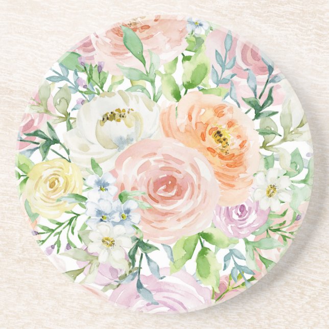 Pastel romantic garden coaster (Front)