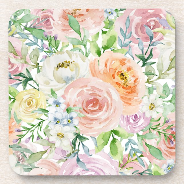 Pastel romantic garden coaster (Front)