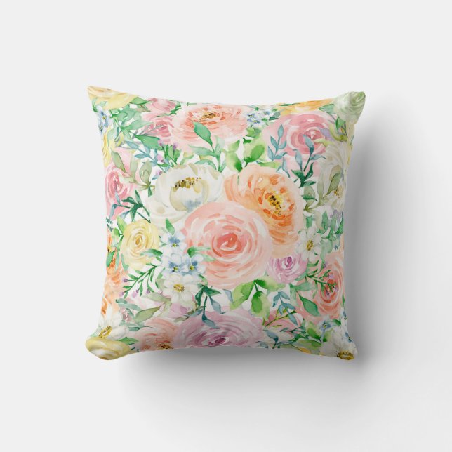 Pastel romantic garden cushion (Front)