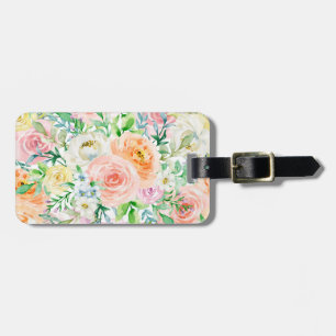Pastel romantic garden luggage tag