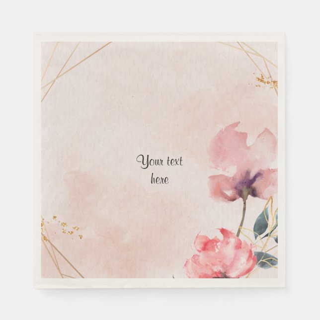 Pastel Rose and gold frame elegant template Napkin (Front)