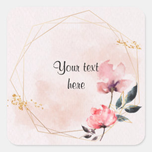 Pastel Rose and gold frame elegant template Square Sticker