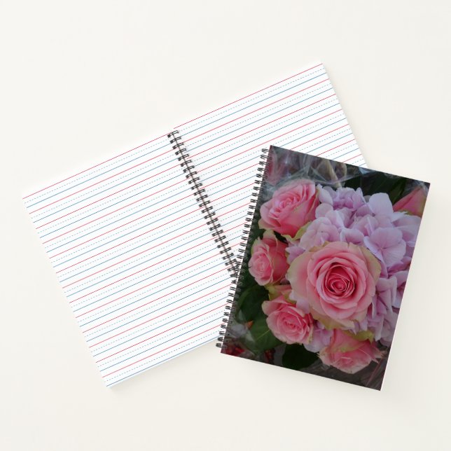 Pastel Rose and Hydrangea Flowers Notebook (Inside)