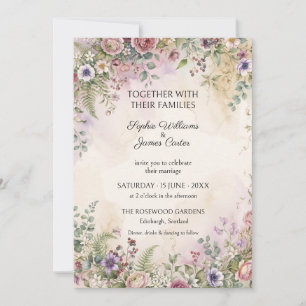 Pastel Rose Anemone Wildflower Wedding Invitation