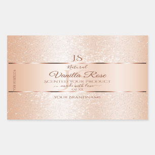 Pastel Rose Coral Glitter Initials Product Labels
