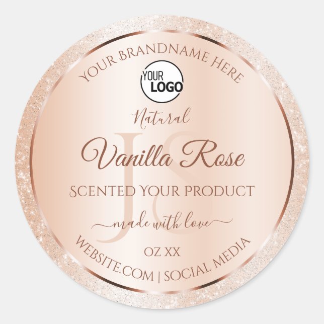 Pastel Rose Coral Product Labels Initials Add Logo (Front)