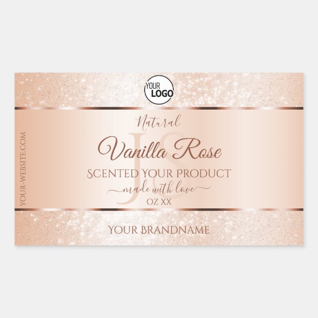 Pastel Rose Coral Product Labels Initials Add Logo (Front)