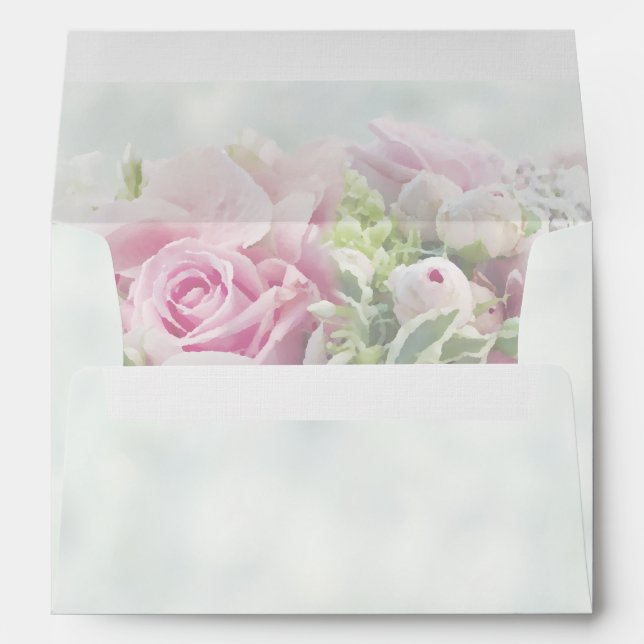 Pastel Rose Elegant Wedding Bouquet Envelope (Back (Bottom))