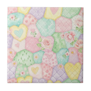 Pastel Rose Garden Pattern Tile