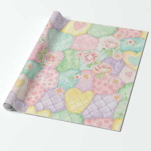 Pastel Rose Garden Pattern Wrapping Paper