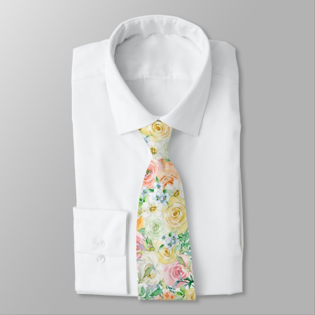 Pastel Rose Garden Tie (Tied)