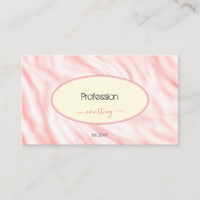 Pastel Rose Marble Peach Round Frame Photo or Logo Business Card (Front)