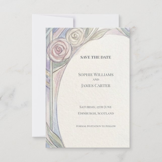 Pastel Rose Nouveau Save The Date (Front)