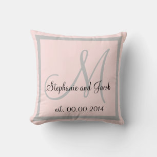 Pastel Rose Pink and silver grey Wedding keepsake Cushion