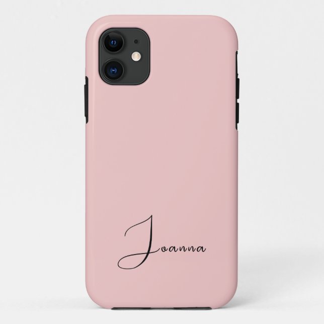 Pastel Rose Quartz Solid Colour | Minimalist Name Case-Mate iPhone Case (Back)