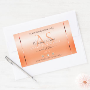 Pastel Rose Salmon Product Labels Jewels Monogram