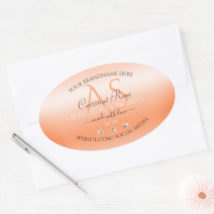 Pastel Rose Salmon Product Labels Jewels Monogram