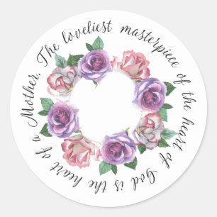 Pastel Roses  Heart of Mother   Heart of God Quote Classic Round Sticker