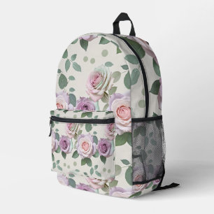 Pastel Roses In Shades Of Lilac Mint And Blush Printed Backpack