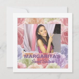 Pastel Roses Photo Invitation