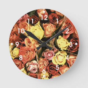 Pastel Roses Round Clock