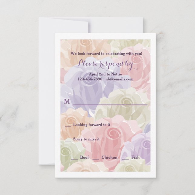 Pastel Roses RSVP Card (Front)
