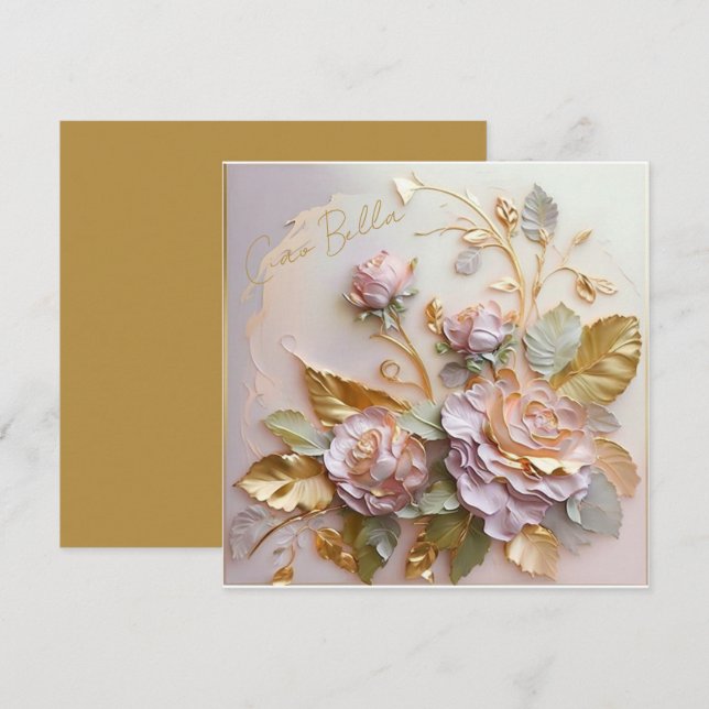 Pastel Roses Sculpture Holiday Card (Front/Back)