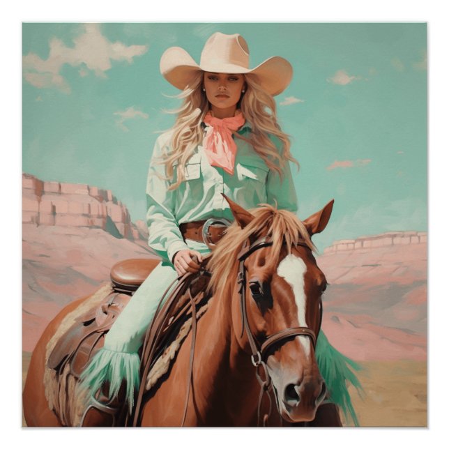 Pastel Roundup:  Cowgirl Wall Art (Front)