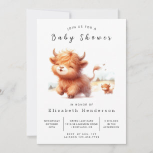 Pastel Rustic Barn Cow Baby Shower Invitation