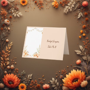 pastel Rustic boho Florals Single Guest seat Card
