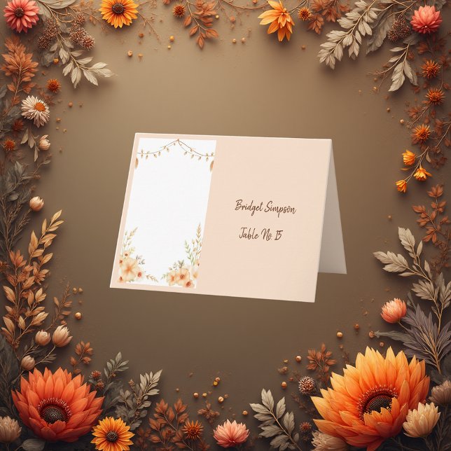 pastel Rustic boho Florals Single Guest seat Card (Creator Uploaded)