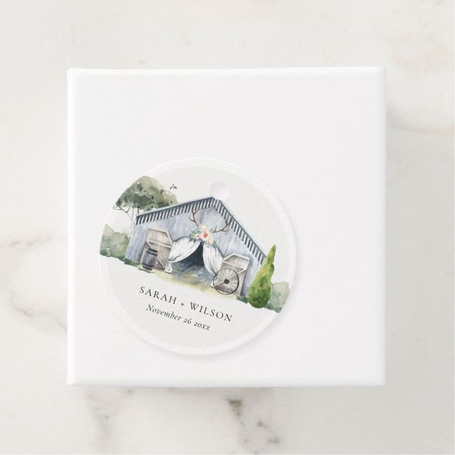 Pastel Rustic Dusky Barnyard Farm Theme Wedding  Favour Tags (In Situ)