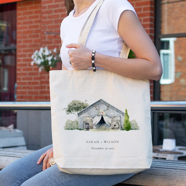 Pastel Rustic Dusky Barnyard Farm Theme Wedding Tote Bag (Creator Uploaded)