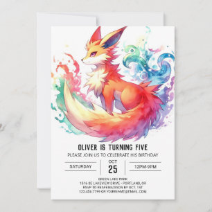 Pastel Rustic Fox Birthday Invitation
