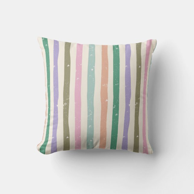 Pastel Rustic Striped Cushion (Front)