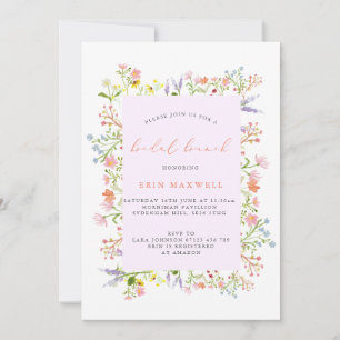 Pastel Rustic Wildflower Frame Bridal Brunch Invitation