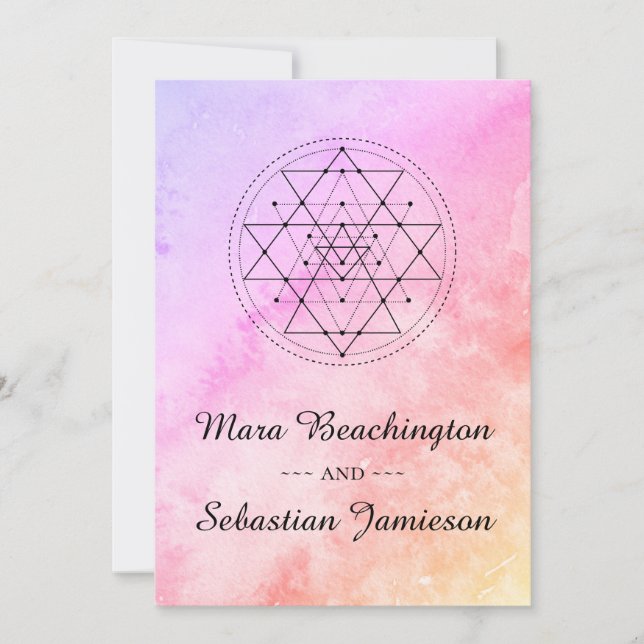 *~* Pastel Sacred Geometry Watercolor Wedding Invitation (Front)