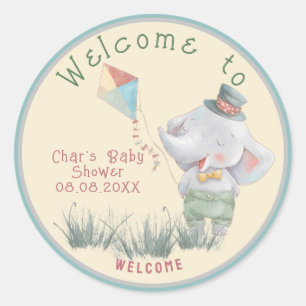 Pastel Safari Animals Personalised Baby Shower Cla Classic Round Sticker