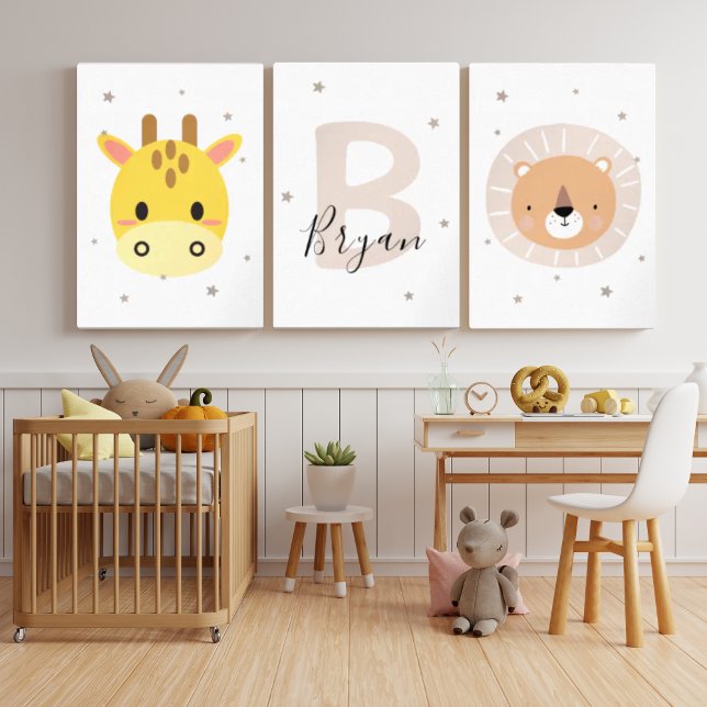 Pastel Safari Nursery Wall Art Set Giraffe Zebra (Creator Uploaded)