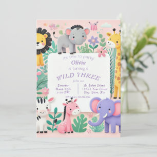 Pastel Safari Wild Birthday Invitation