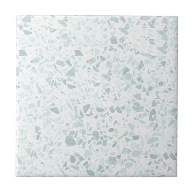Pastel Sage and Blue Terrazzo Print  Tile (Front)