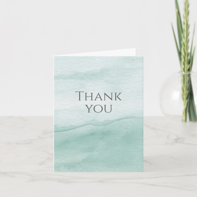 Pastel Sage Green Watercolor Art Thank You Card (Front)